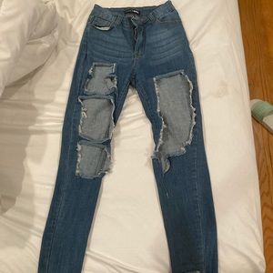 Fashion Nova stretch skinny ripped jeans